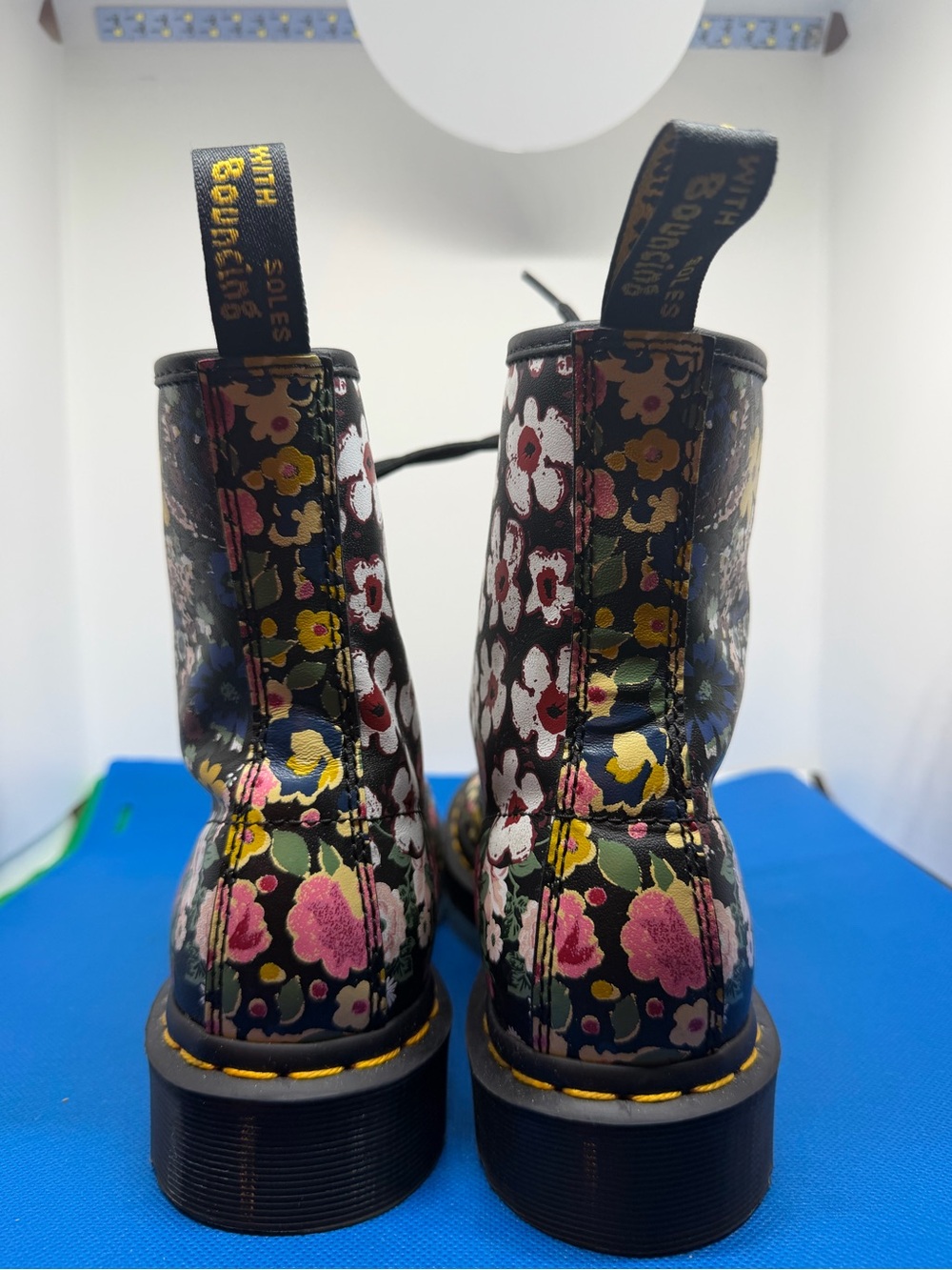Dr. Martens Floral Lace-Up Combat Boots - Black Multi - Picture 3 of 5